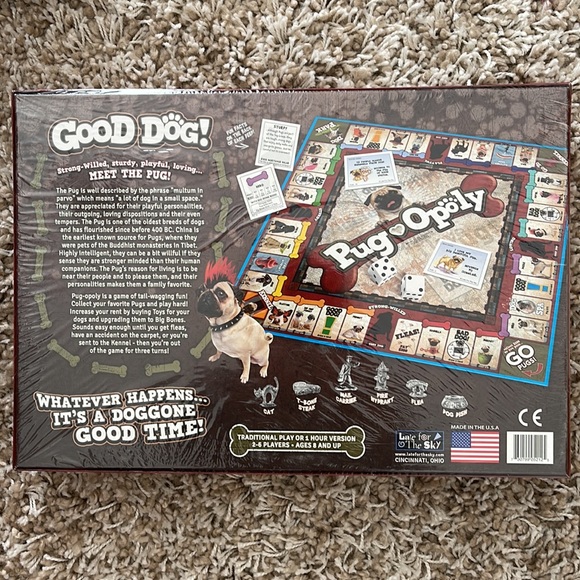 Custom Made PUGOPOLY The Game Celebrating The Pug Ages 8 & Up 2-6 Players - Picture 2 of 3